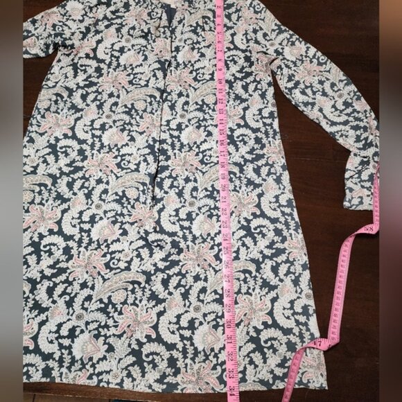 LOFT Women's Vine Ruffle Floral Paisley Split Neck Shirt Dress - Picture 16 of 16